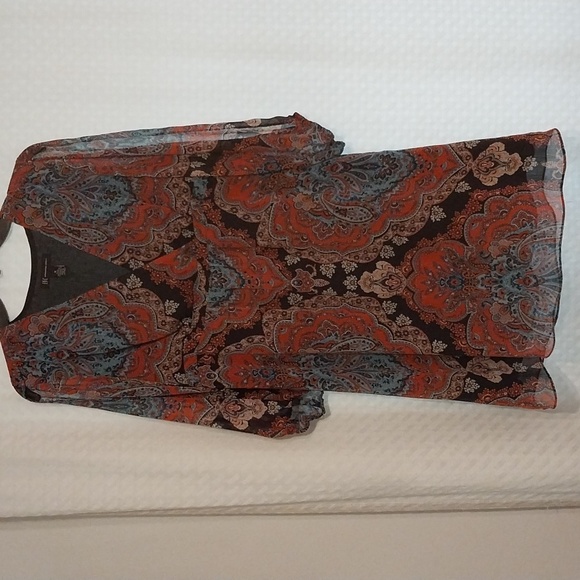 INC International Concepts Dresses & Skirts - International Concepts Dress 3/4 slit sleeves black orange blue size M